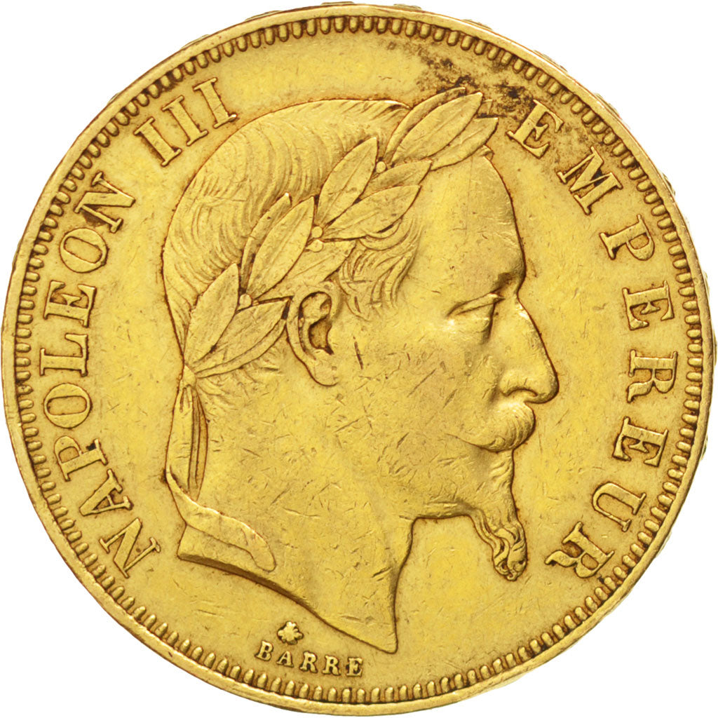 FRANCE, Napoléon III, 50 Francs, 1864, Paris, KM #804.1, AU(50-53), Gold, Gadour