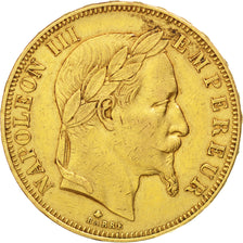 FRANCE, Napoléon III, 50 Francs, 1864, Paris, KM #804.1, AU(50-53), Gold, Gadour