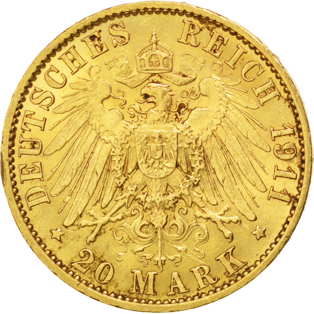 GERMAN STATES, 20 Mark, 1911, Berlin, KM #521, MS(60-62), Gold, 7.95