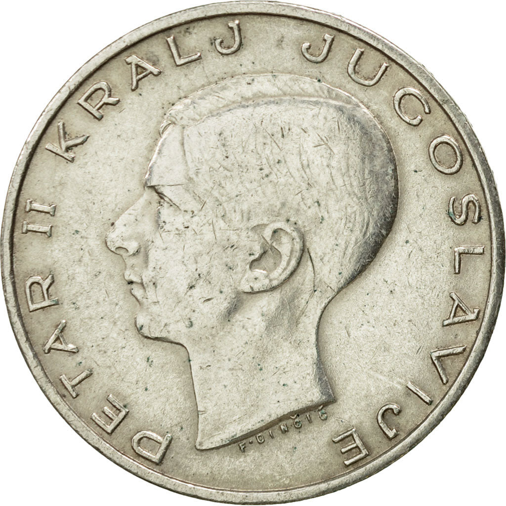 Yugoslavia, Petar II, 20 Dinara, 1938, AU(50-53), Silver, KM:23