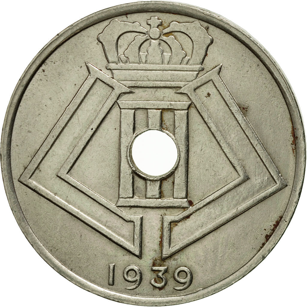 Coin, Belgium, 25 Centimes, 1939, AU(50-53), Nickel-brass, KM:114.1
