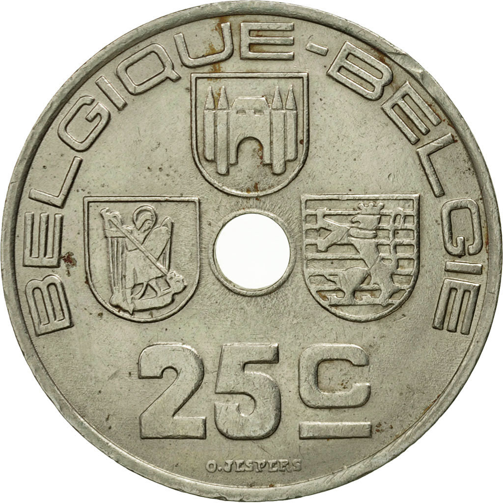 Coin, Belgium, 25 Centimes, 1939, AU(50-53), Nickel-brass, KM:114.1