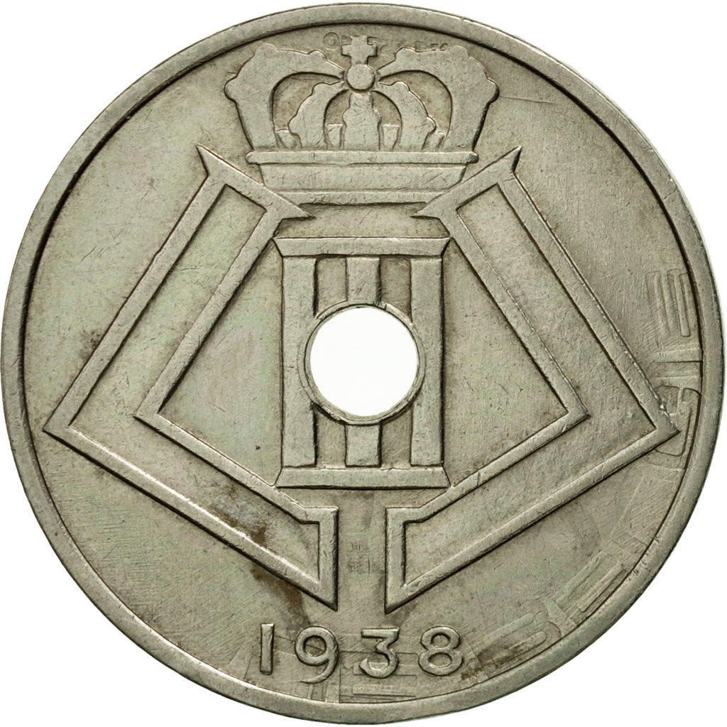 Moneta, Belgio, 25 Centimes, 1938, BB+, Nichel-ottone, KM:114.1