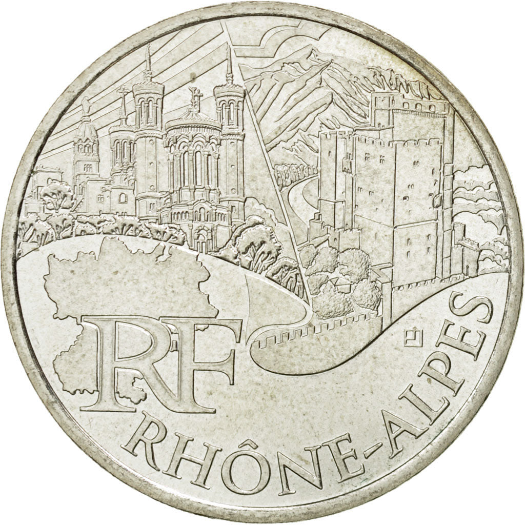 Moneta, Francia, 10 Euro, Rhone-Alpes, 2011, SPL, Argento, KM:1751