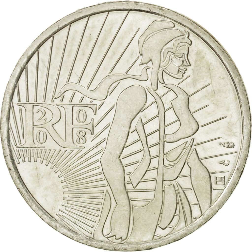 France, 5 Euro, 2008, MS(63), Silver, KM:1534
