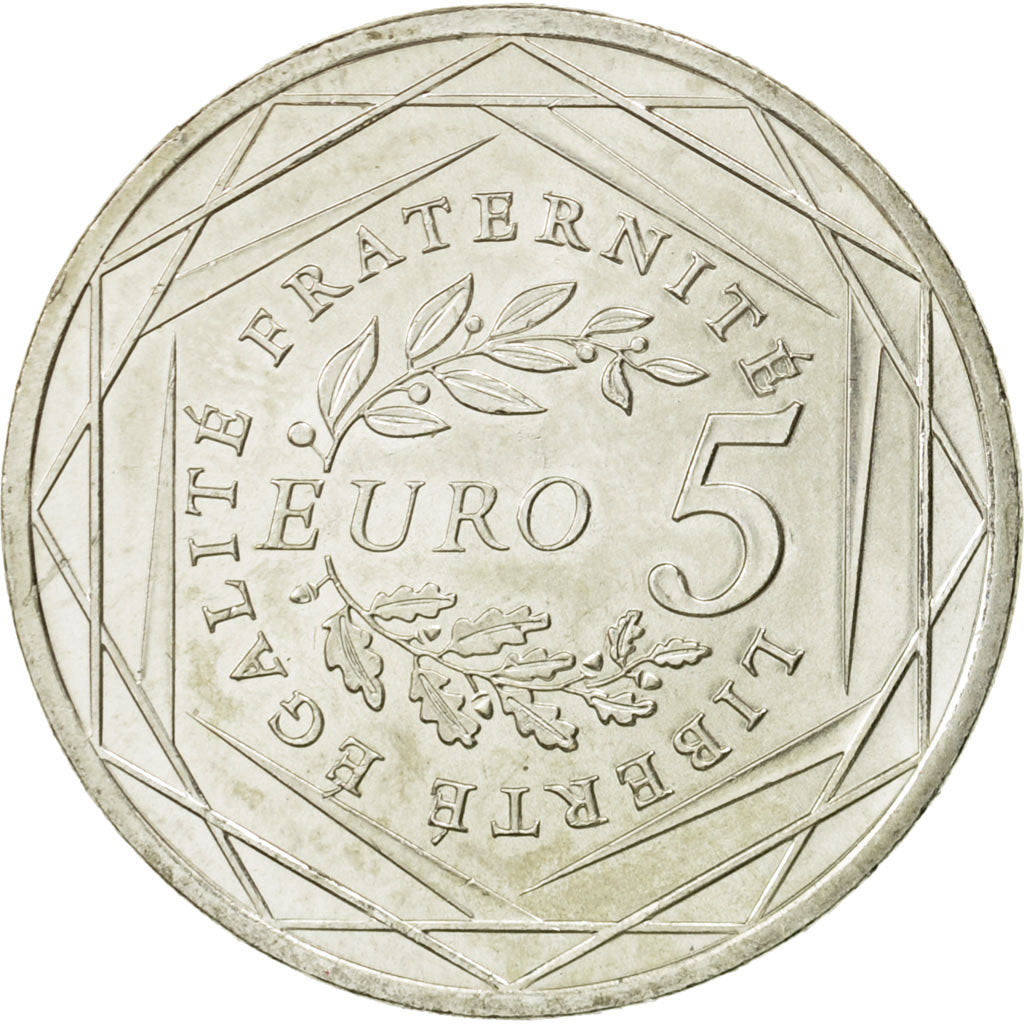 France, 5 Euro, 2008, MS(63), Silver, KM:1534