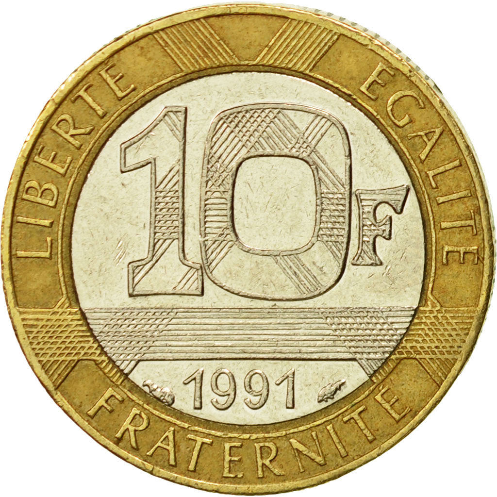Moneta, Francja, Génie, 10 Francs, 1991, Paris, AU(50-53), Bimetaliczny