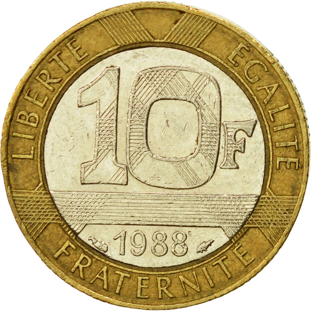 Coin, France, Génie, 10 Francs, 1988, Paris, EF(40-45), Bi-Metallic, KM:964.1