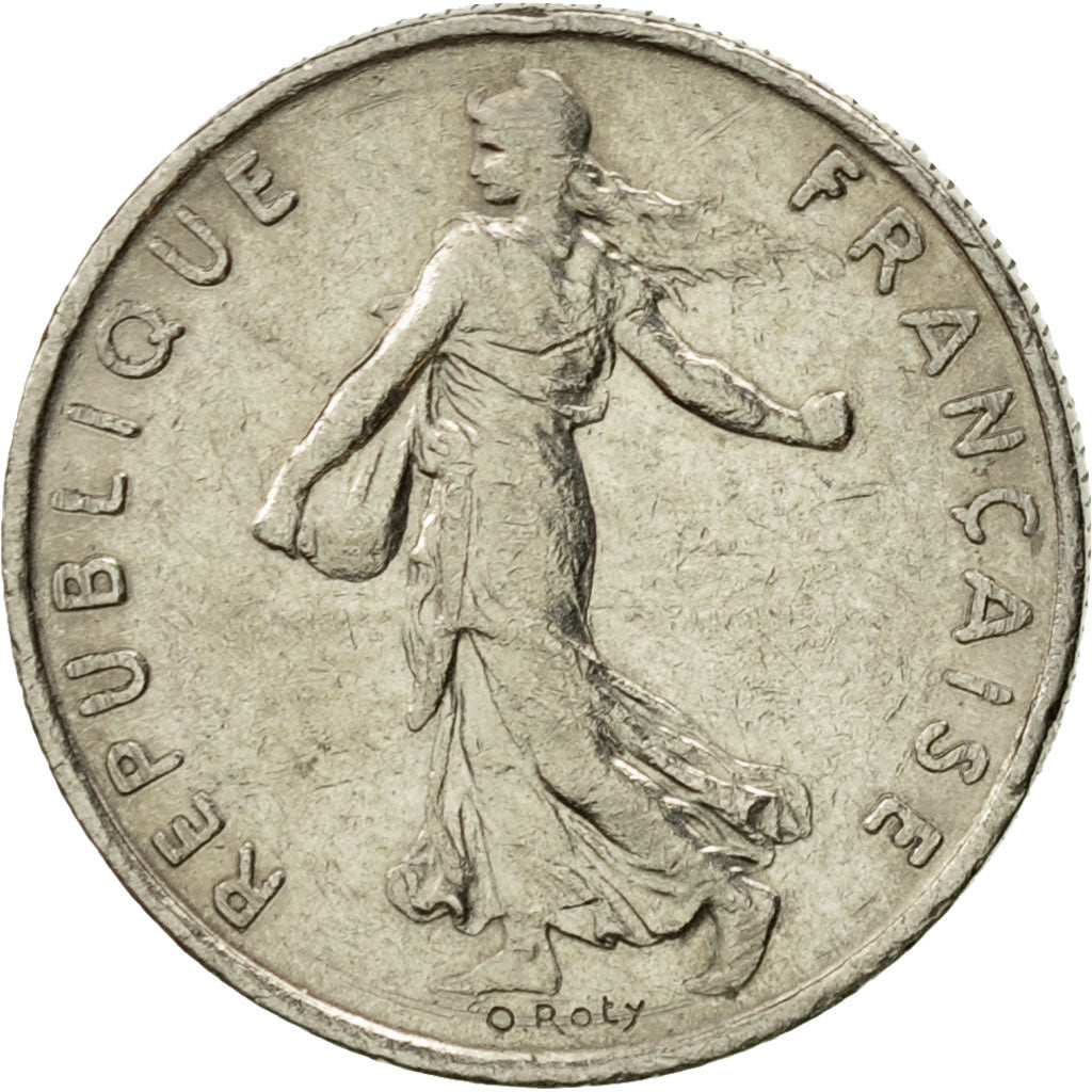 Munten, Frankrijk, Semeuse, 1/2 Franc, 1975, Paris, ZF+, Nickel, KM:931.1