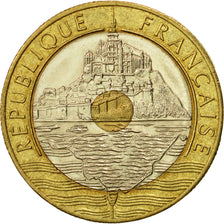 Coin, France, Mont Saint Michel, 20 Francs, 1993, Paris, MS(63), Tri-Metallic