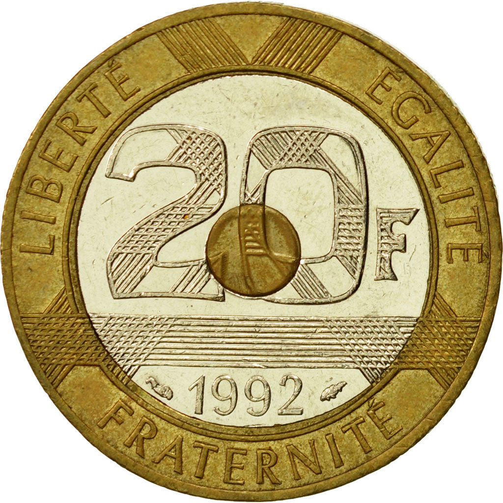 Coin, France, Mont Saint Michel, 20 Francs, 1992, Paris, AU(50-53)