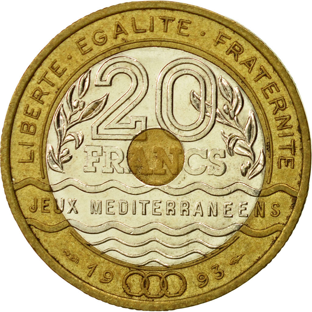 Munten, Frankrijk, Jeux Méditerranéens, 20 Francs, 1993, Paris, ZF