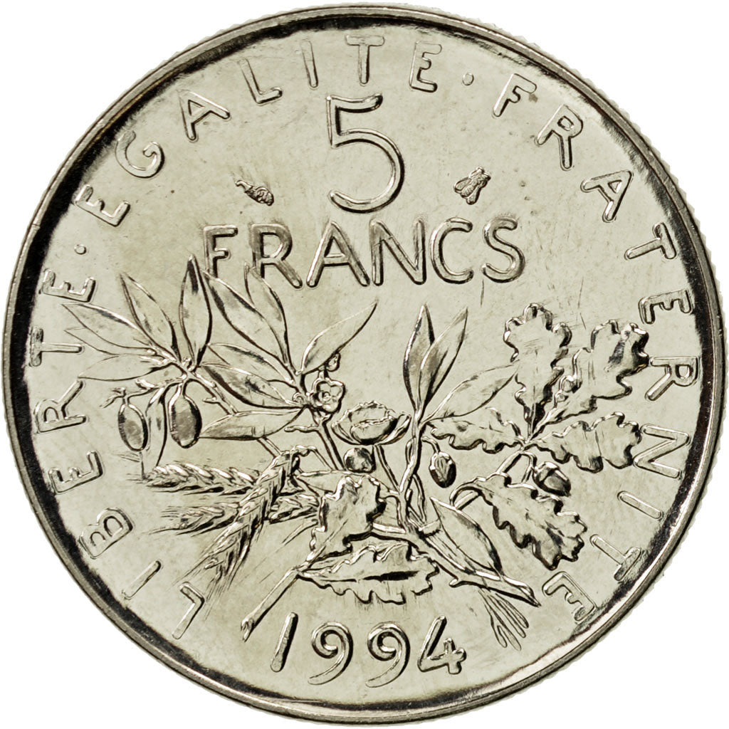 Moneta, Francia, Semeuse, 5 Francs, 1994, Paris, SPL, Nichel placcato