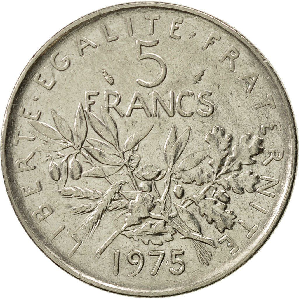 Moneda, Francia, Semeuse, 5 Francs, 1975, Paris, EBC, Níquel recubierto de
