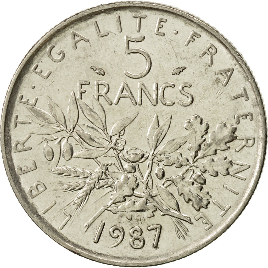 Coin, France, Semeuse, 5 Francs, 1987, Paris, MS(60-62), Nickel Clad