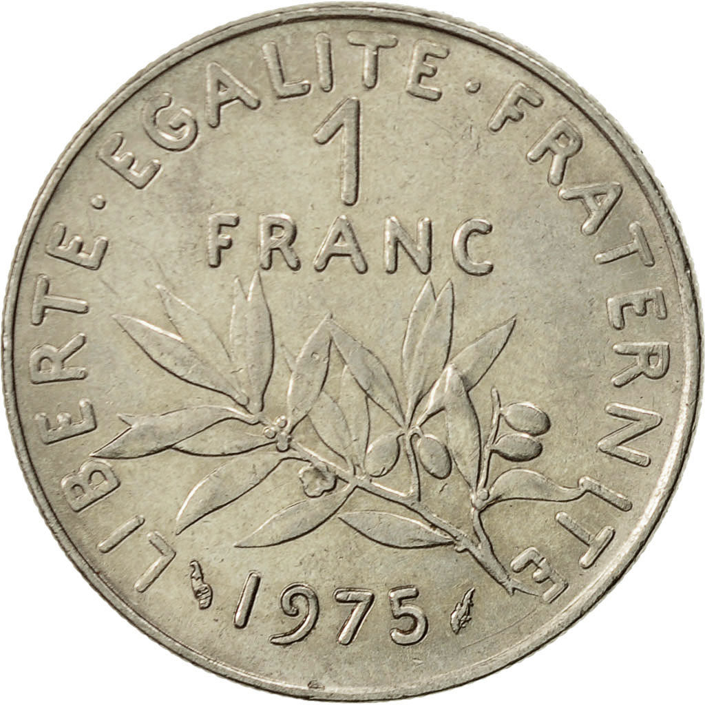 Coin, France, Semeuse, Franc, 1975, Paris, AU(55-58), Nickel, KM:925.1
