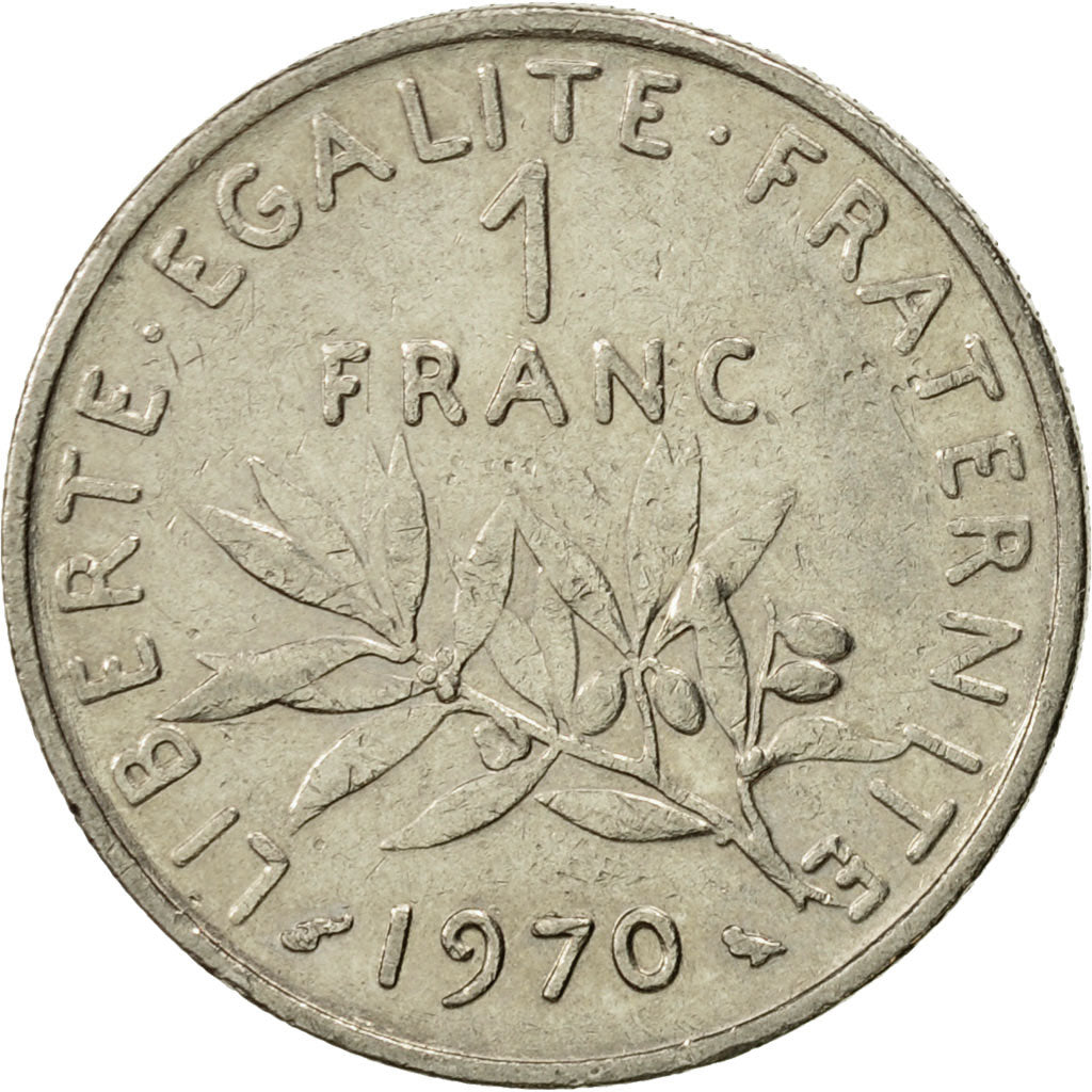 Coin, France, Semeuse, Franc, 1970, Paris, AU(50-53), Nickel, KM:925.1