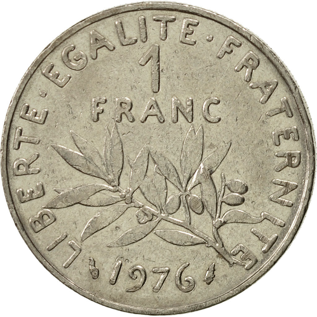 Moneta, Francia, Semeuse, Franc, 1976, Paris, BB+, Nichel, KM:925.1, Gadoury:474