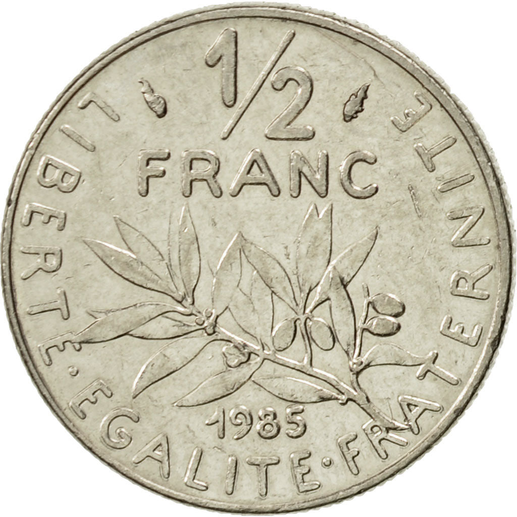 Moneda, Francia, Semeuse, 1/2 Franc, 1985, Paris, MBC+, Níquel, KM:931.1