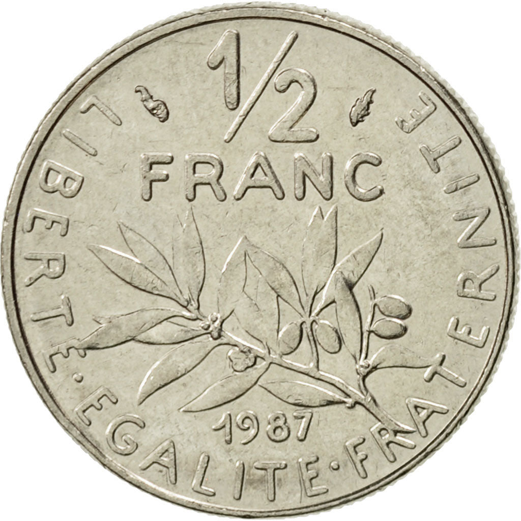 Coin, France, Semeuse, 1/2 Franc, 1987, Paris, AU(50-53), Nickel, KM:931.1