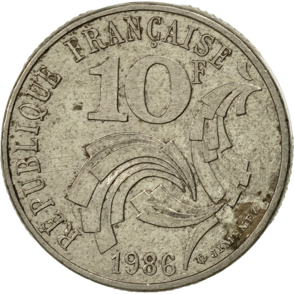 Coin, France, Jimenez, 10 Francs, 1986, Paris, EF(40-45), Nickel, KM:959