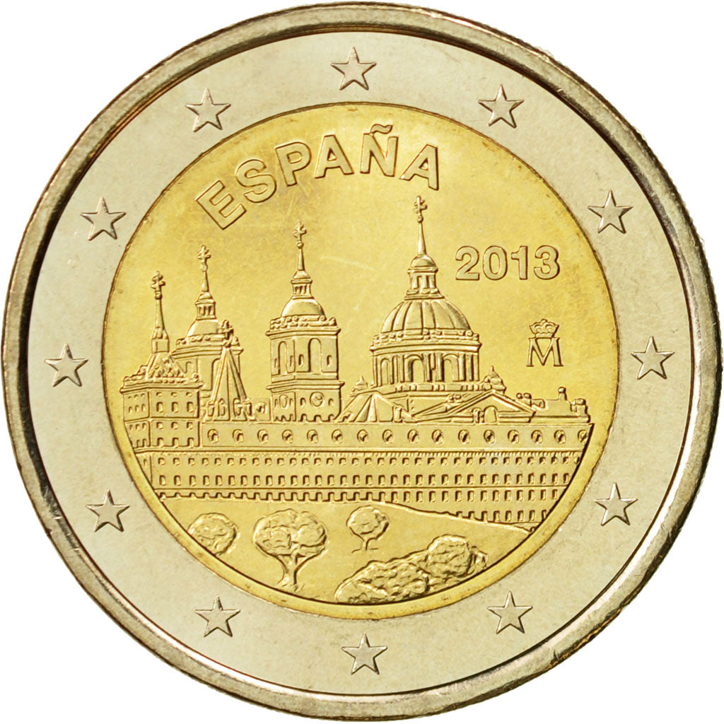 Spain, 2 Euro, Escurial, 2013, AU(55-58), Bi-Metallic