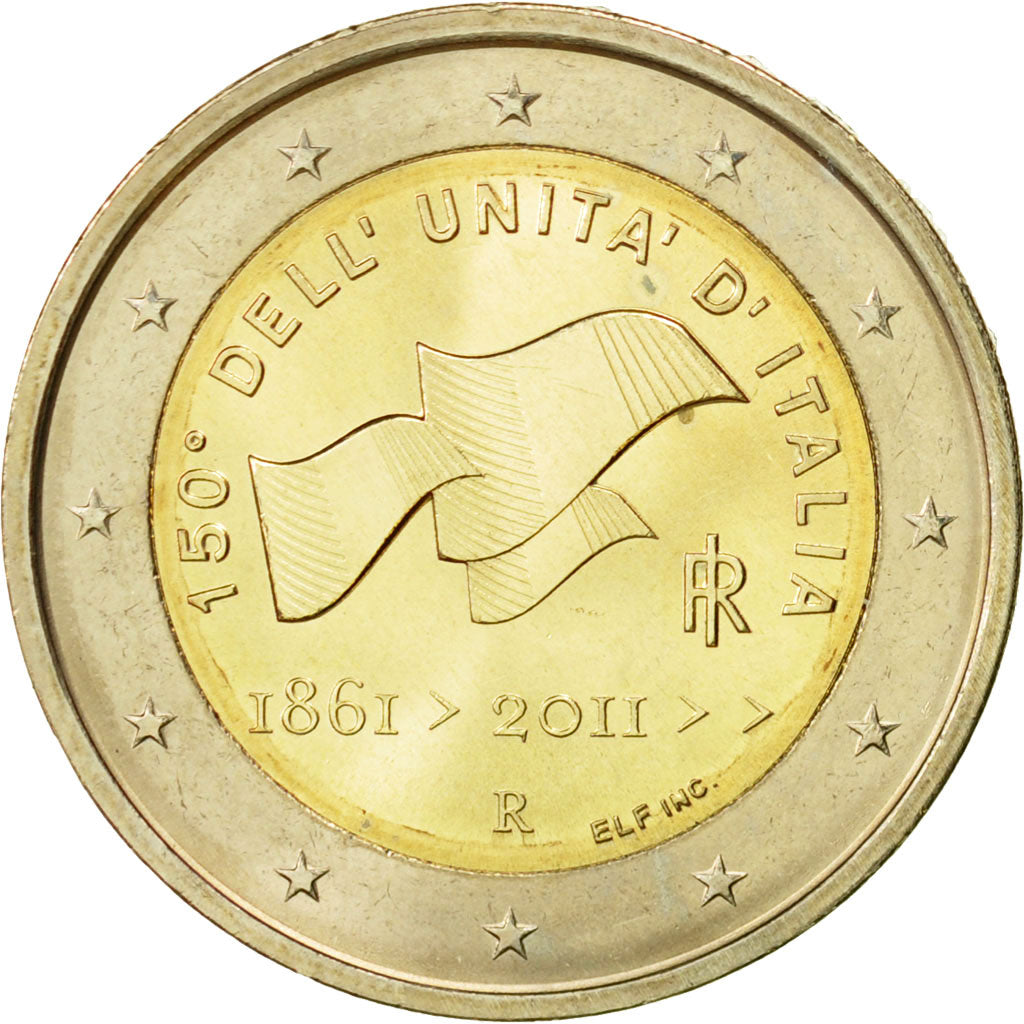 Italy, 2 Euro, Unification, 2011, MS(63), Bi-Metallic, KM:338