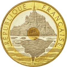 Coin, France, Mont Saint Michel, 20 Francs, 1999, Paris, MS(63), Tri-Metallic