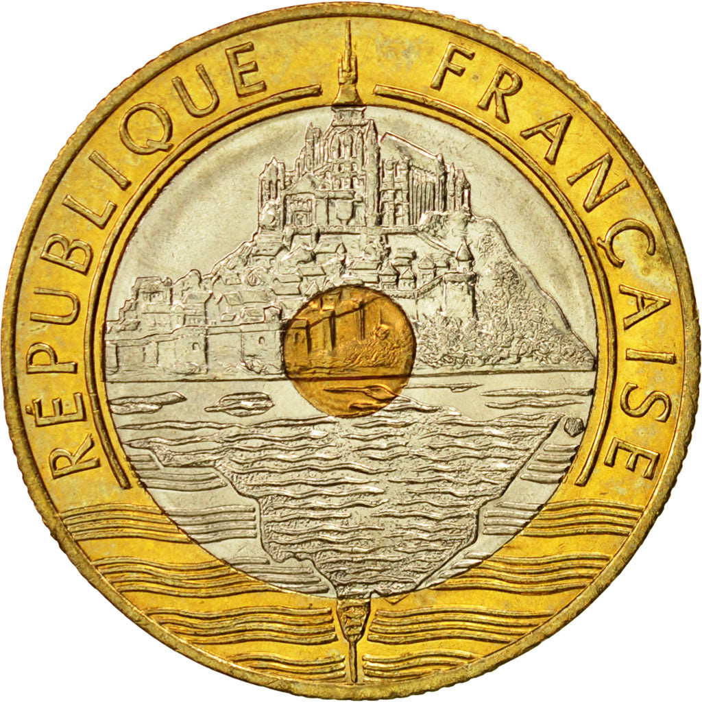 Moneta, Francia, Mont Saint Michel, 20 Francs, 1995, Paris, SPL+, Tri-metallico