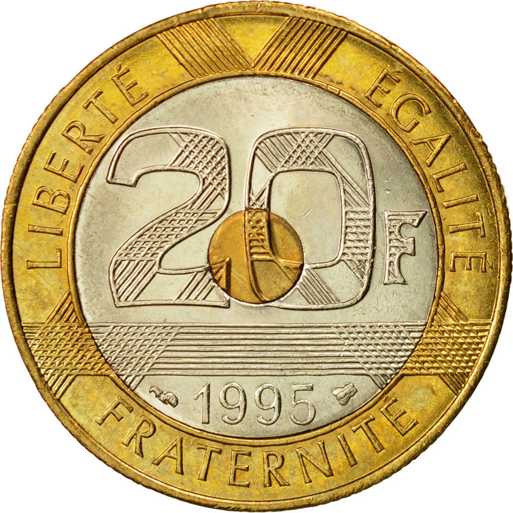 Moneta, Francia, Mont Saint Michel, 20 Francs, 1995, Paris, SPL+, Tri-metallico