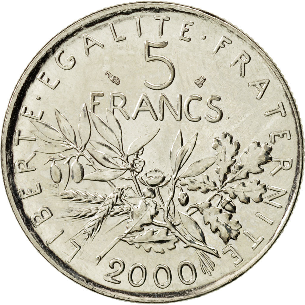 Coin, France, Semeuse, 5 Francs, 2000, Paris, MS(65-70), Nickel Clad