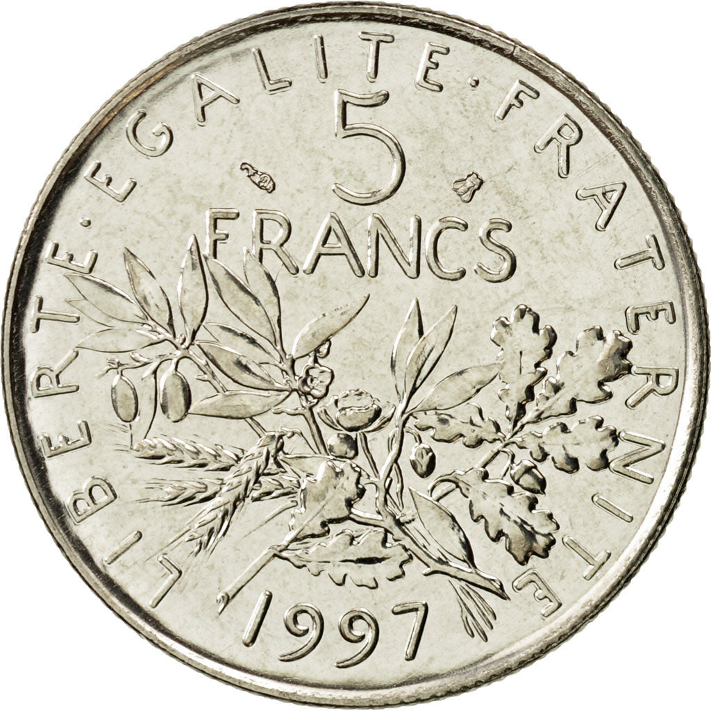 Moneta, Francia, Semeuse, 5 Francs, 1997, Paris, FDC, Nichel placcato