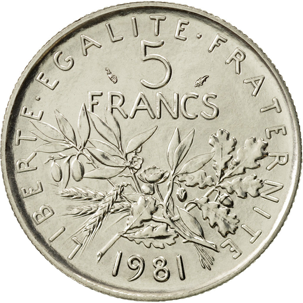 Coin, France, Semeuse, 5 Francs, 1981, Paris, MS(65-70), Nickel Clad