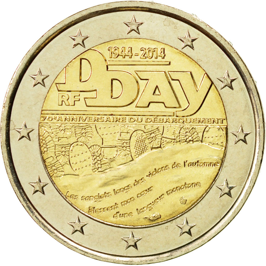 Coin, France, 2 Euro, D-Day, 2014, MS(63), Bi-Metallic