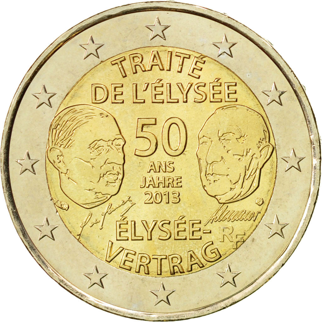 Münze, Frankreich, 2 Euro, Traité de l'Elysée, 2013, UNZ, Bi-Metallic
