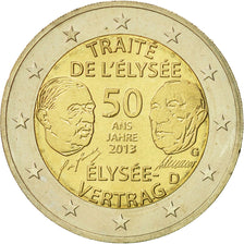 Niemcy, 2 Euro, Traité de l'Elysée, 2013, Karlsruhe, MS(63), Bimetaliczny