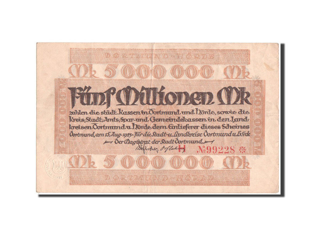 Banconote, Germania, 5 Millions Mark, 1923, BB+