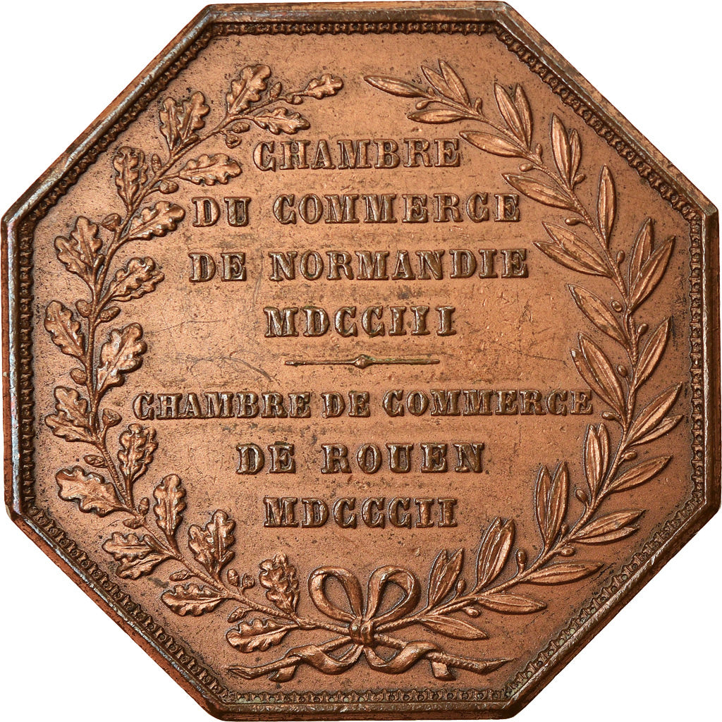 France, Token, Chambre de Commerce de Rouen, 1802, Lecomte, EF(40-45), Bronze