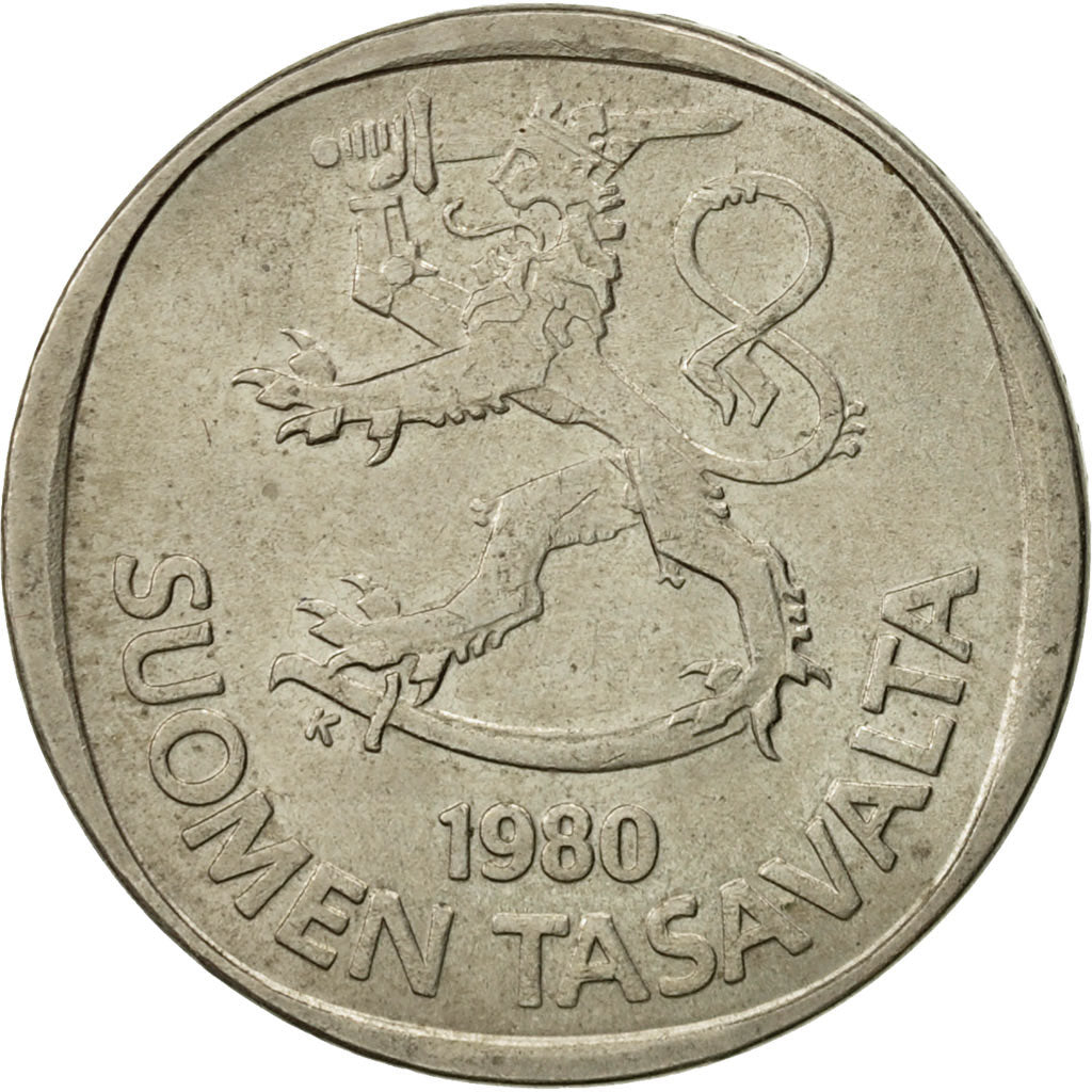 Moneta, Finlandia, Markka, 1980, BB+, Rame-nichel, KM:49a