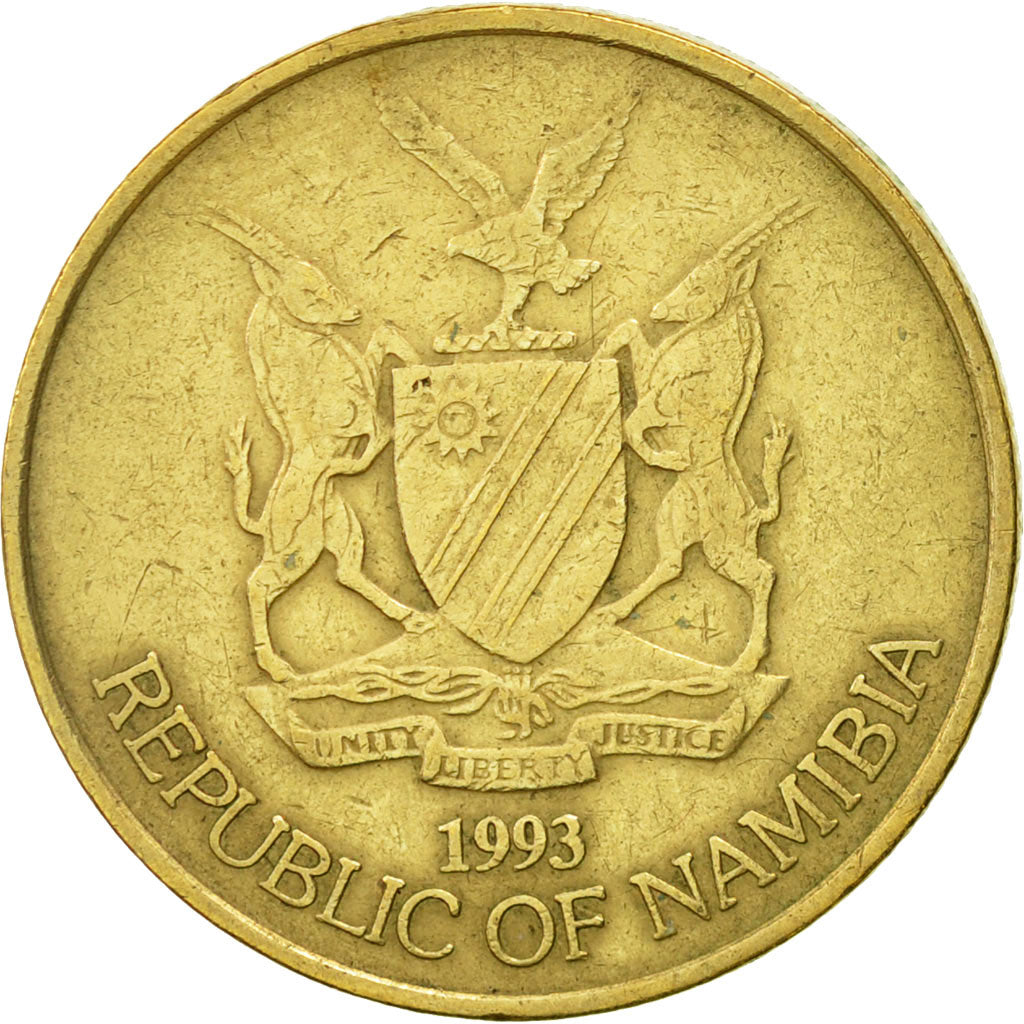 Moneta, Namibia, 5 Dollars, 1993, EF(40-45), Mosiądz, KM:5