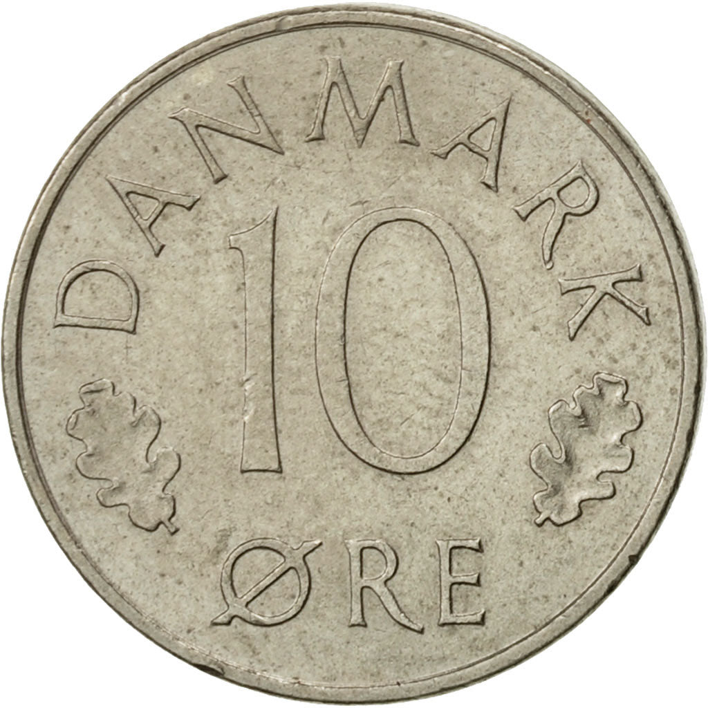 Coin, Denmark, Margrethe II, 10 Öre, 1973, Copenhagen, EF(40-45)