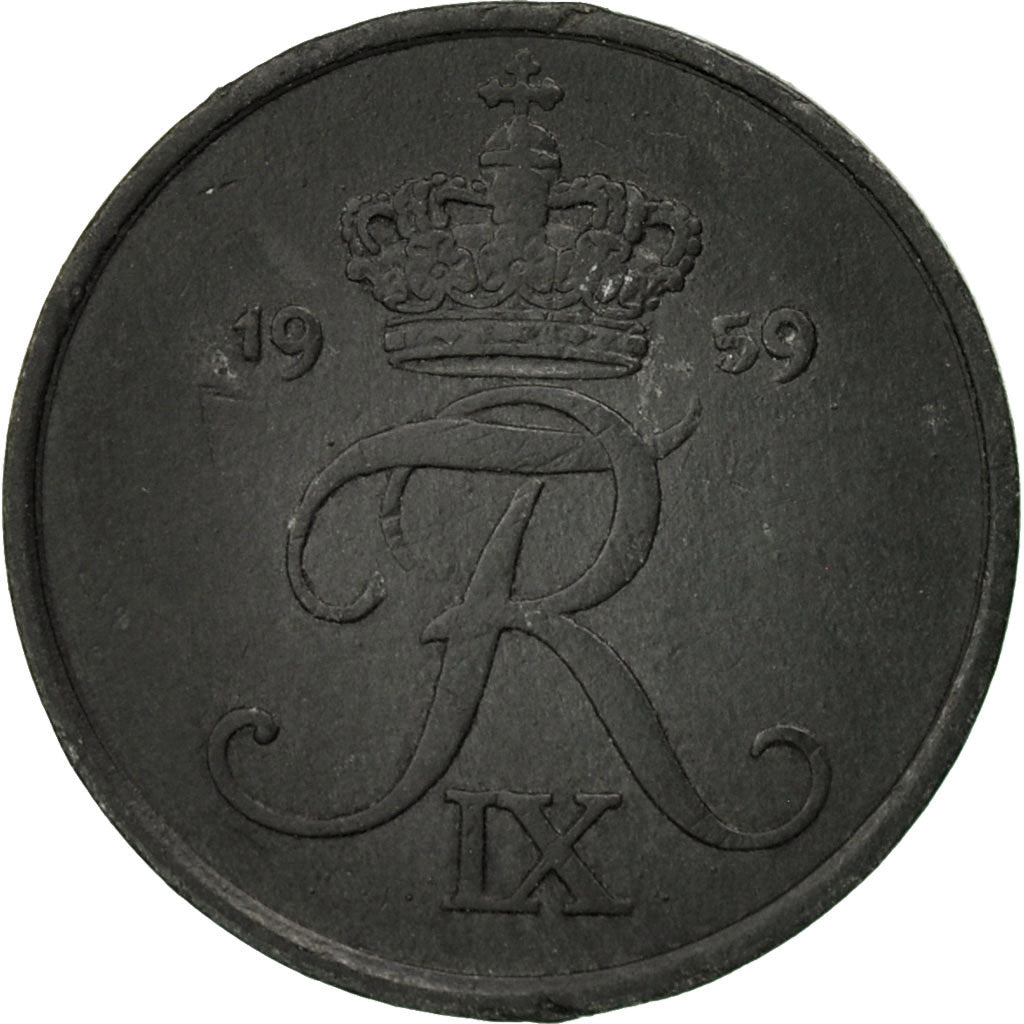 Coin, Denmark, Frederik IX, Ore, 1959, Copenhagen, EF(40-45), Zinc, KM:839.2