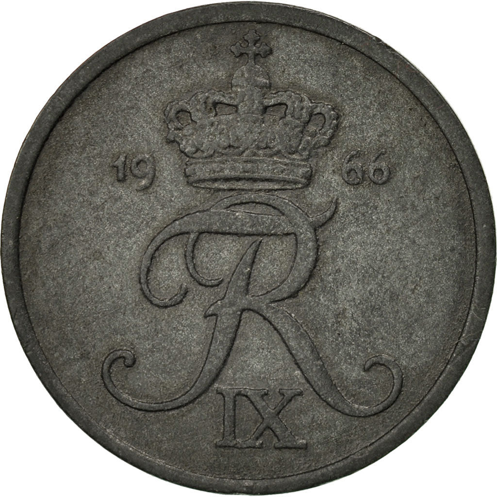 Coin, Denmark, Frederik IX, 2 Öre, 1966, Copenhagen, EF(40-45), Zinc, KM:840.2