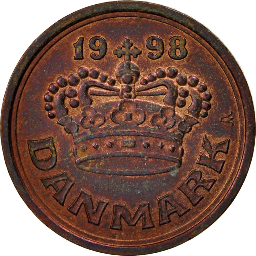 Moneta, Danimarca, Margrethe II, 25 Öre, 1998, Copenhagen, BB, Bronzo, KM:868.1