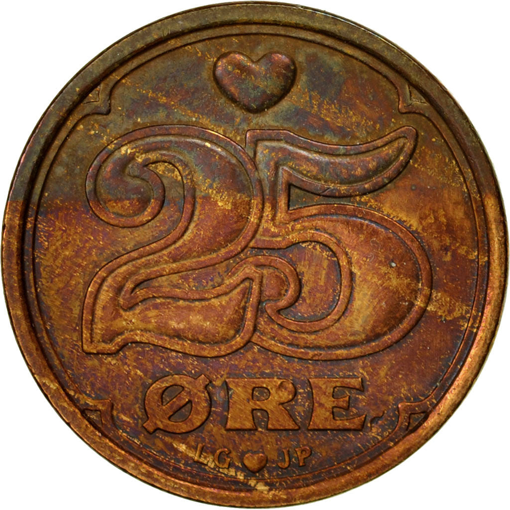 Coin, Denmark, Margrethe II, 25 Öre, 1995, Copenhagen, EF(40-45), Bronze