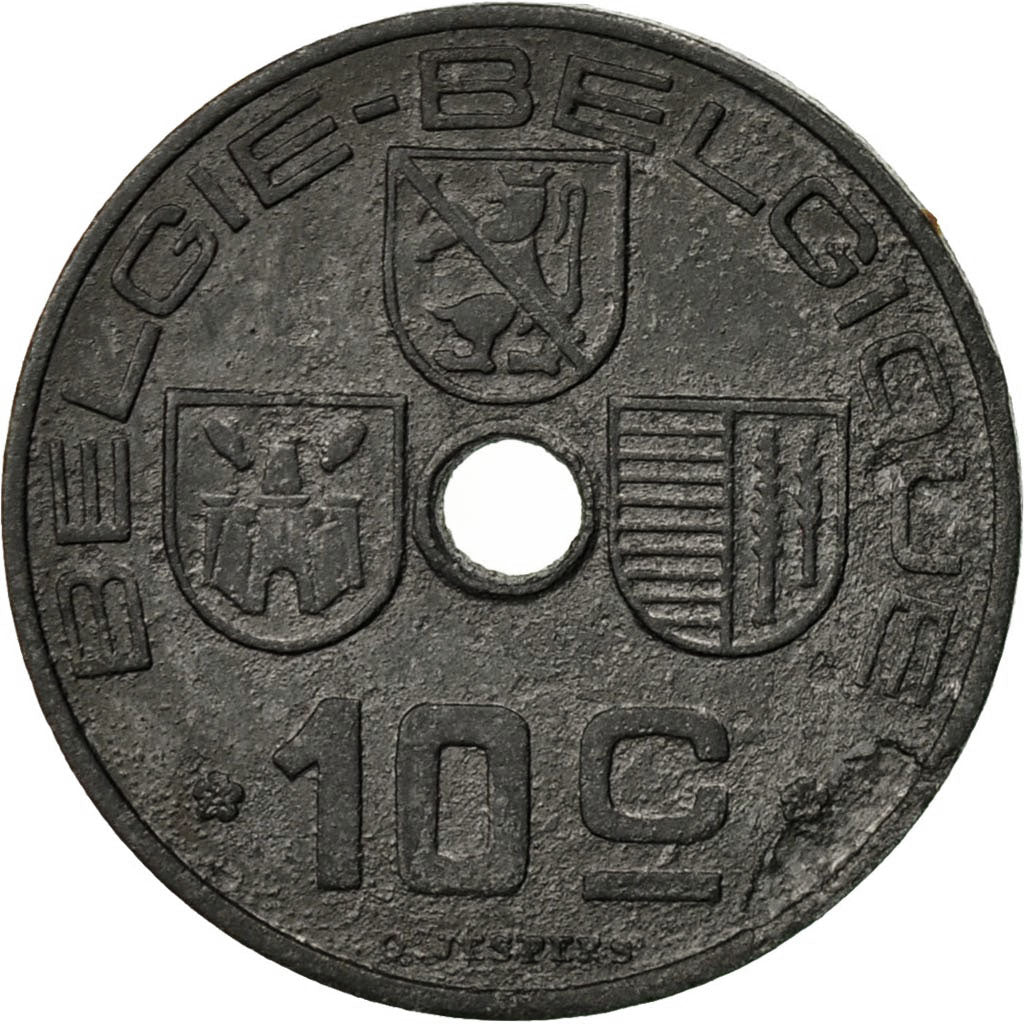 Coin, Belgium, 10 Centimes, 1945, EF(40-45), Zinc, KM:126