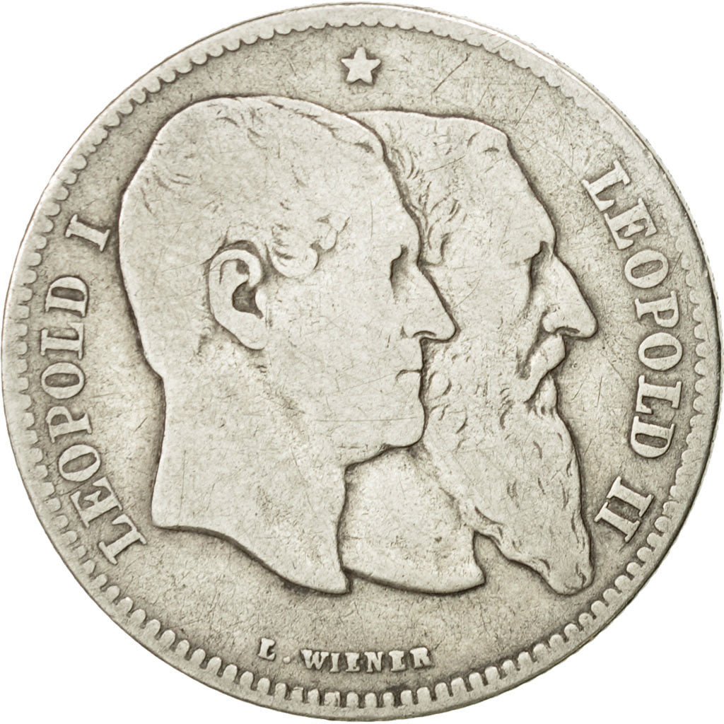 Belgium, Leopold II, 2 Francs, 2 Frank, 1880, VF(30-35), Silver, KM:39