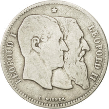 Belgium, Leopold II, 2 Francs, 2 Frank, 1880, VF(30-35), Silver, KM:39