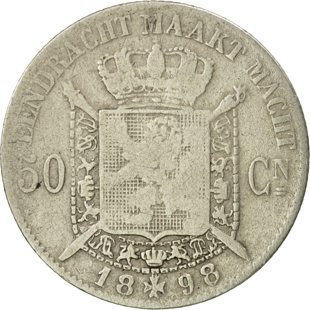 Münze, Belgien, Leopold II, 50 Centimes, 1898, S, Silber, KM:27