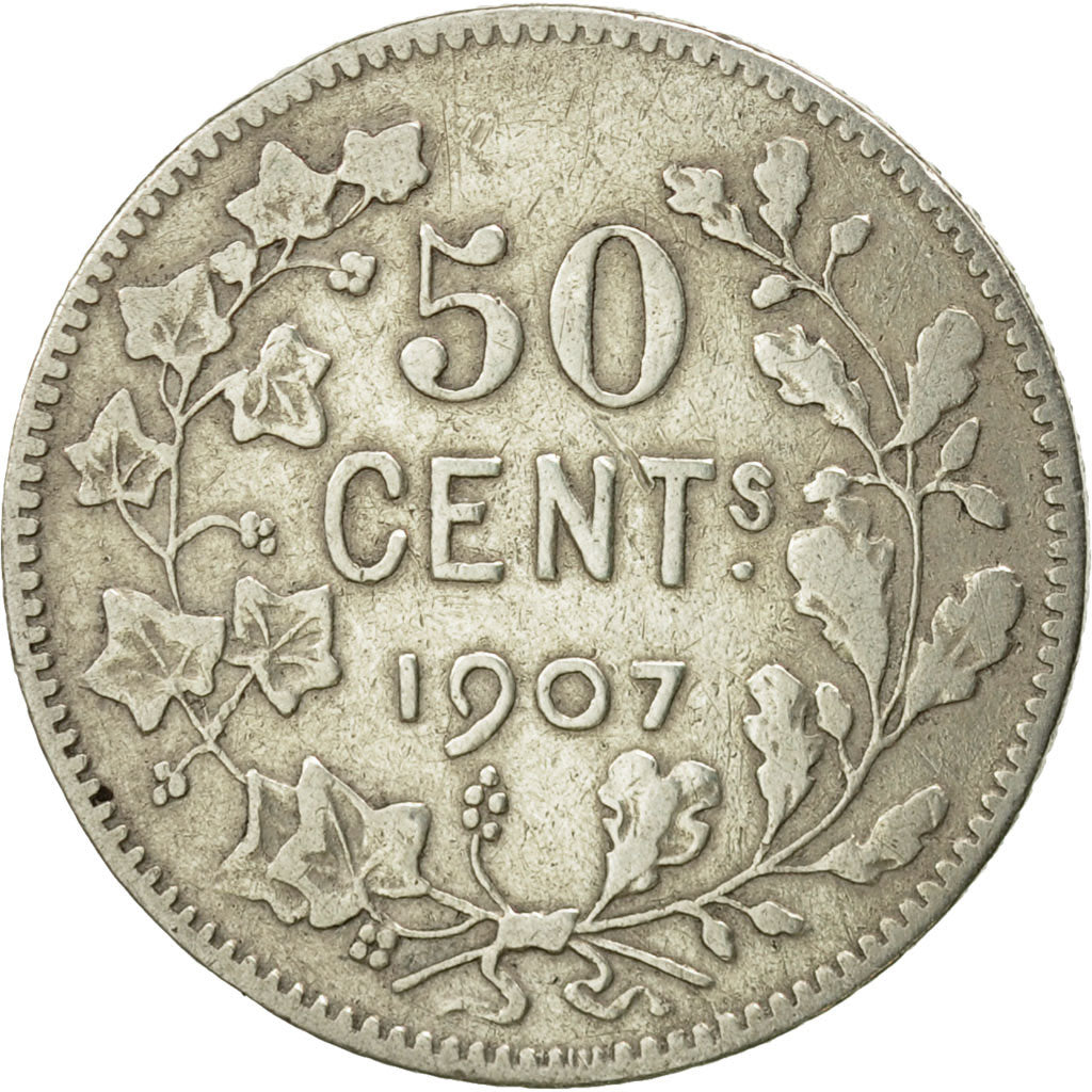 Belgium, 50 Centimes, 1907, EF(40-45), Silver, KM:60.1